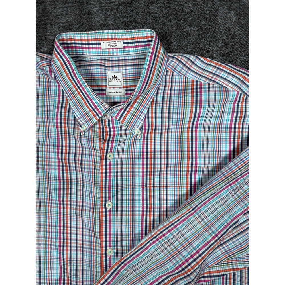 Peter Millar Seaside Finish Plaid Button Down Shirt XXL Mens Cotton - Picture 1 of 6